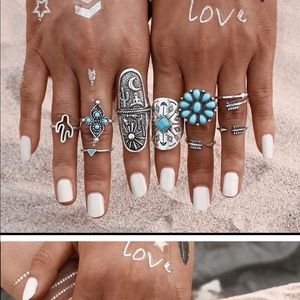 BOHO midi ring set